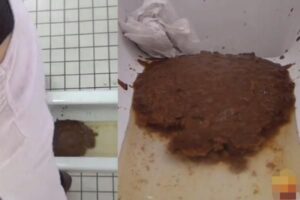 女の子のケツ穴からビチビチ下痢便がドバドバ出て来た～